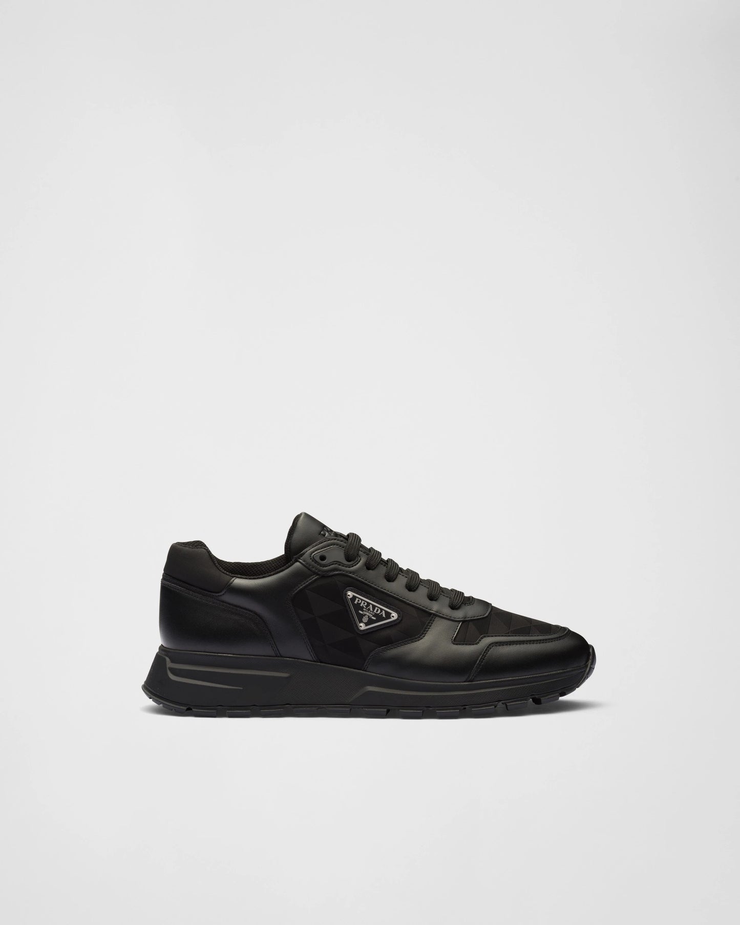 Leather and Re-Nylon high-top sneakers