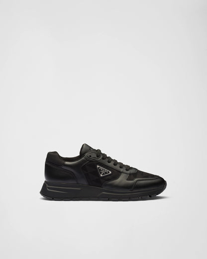 Leather and Re-Nylon high-top sneakers