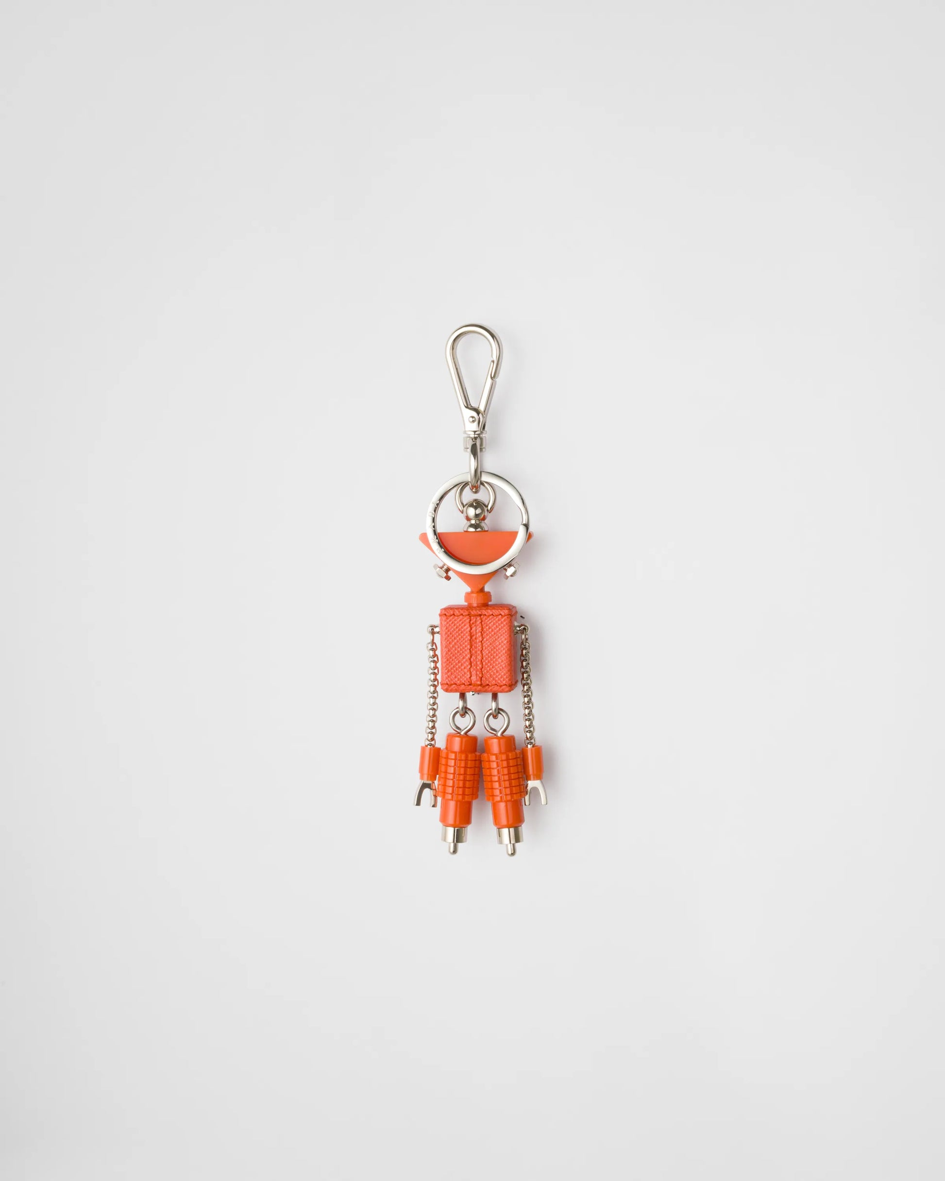Robot Saffiano leather keychain charm