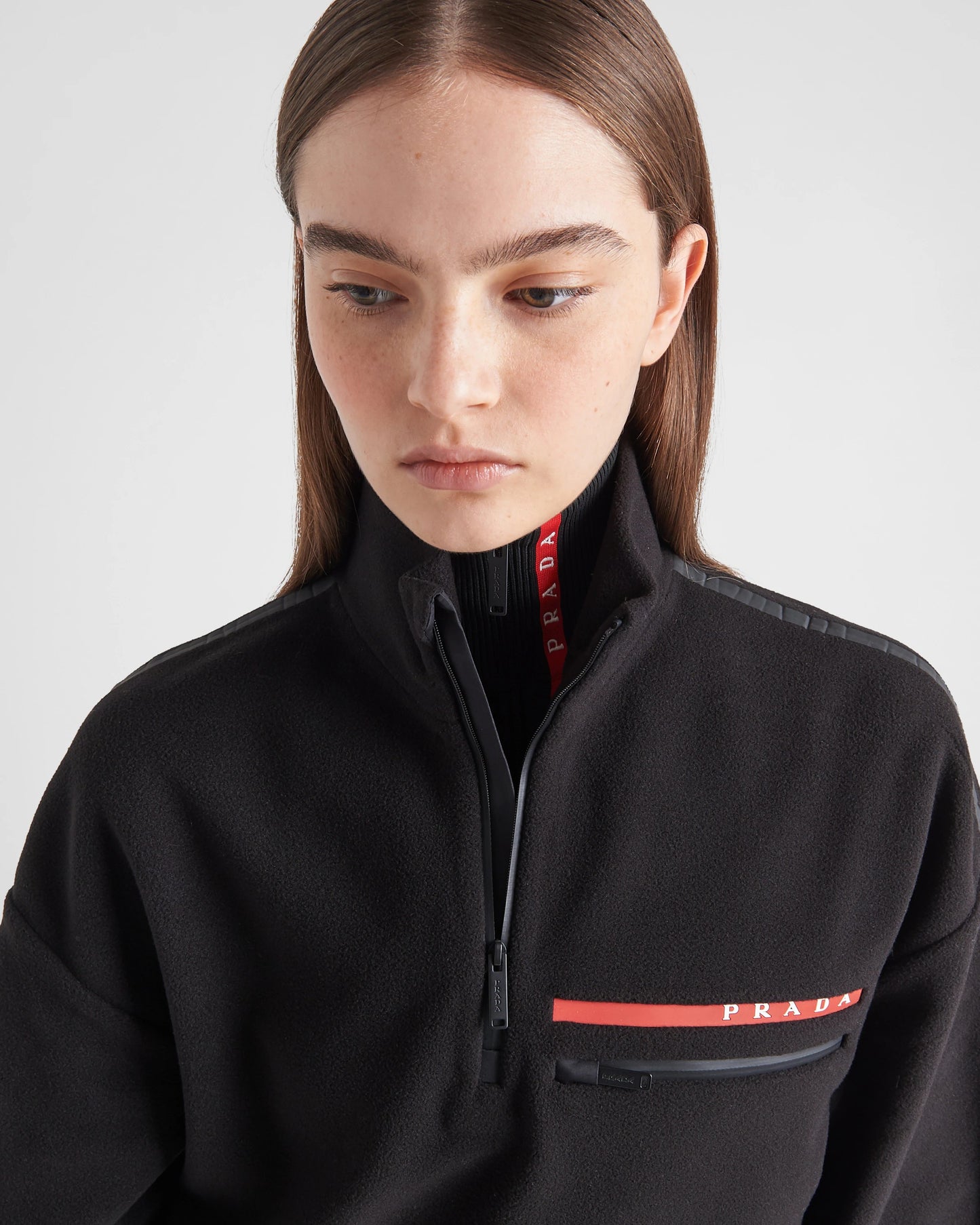 Cropped recycled technical fleece sweatshirt