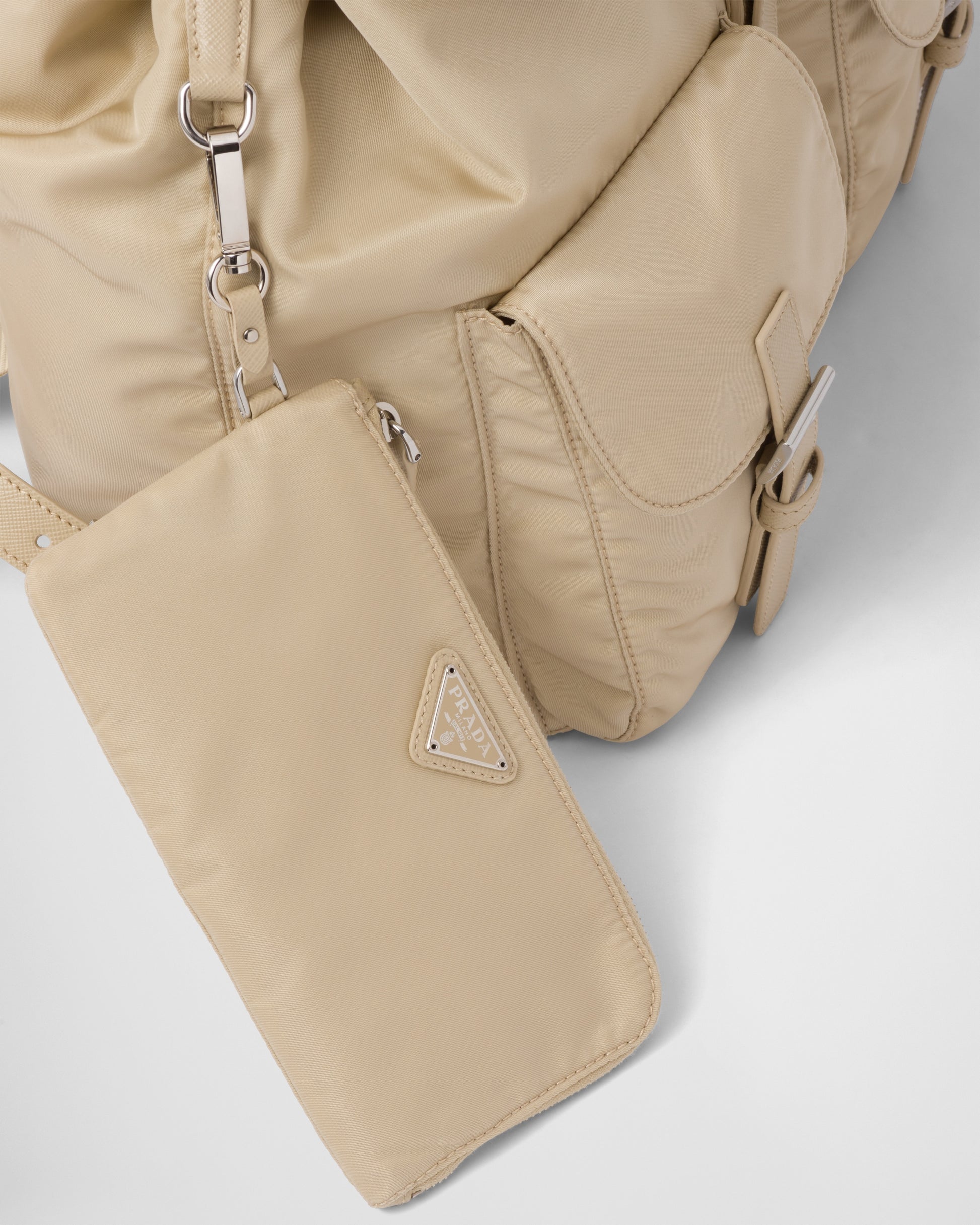 Medium Re-Nylon backpack with pouch