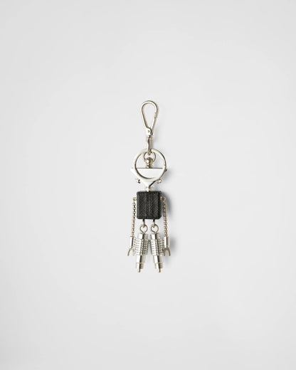Robot Saffiano leather keychain charm