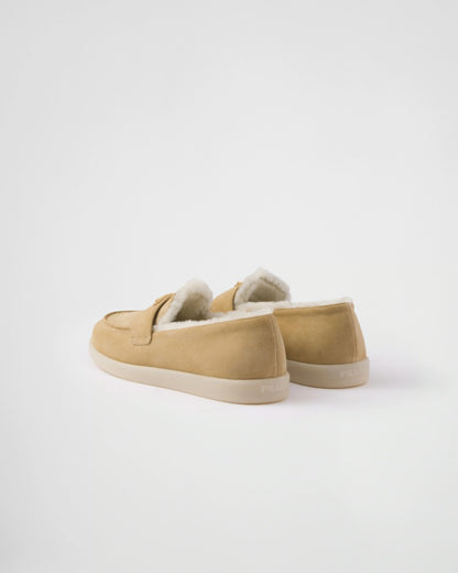 Suede and shearling loafers