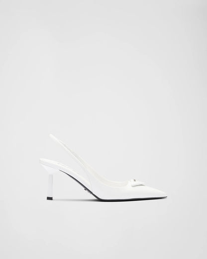 Brushed leather slingback pumps