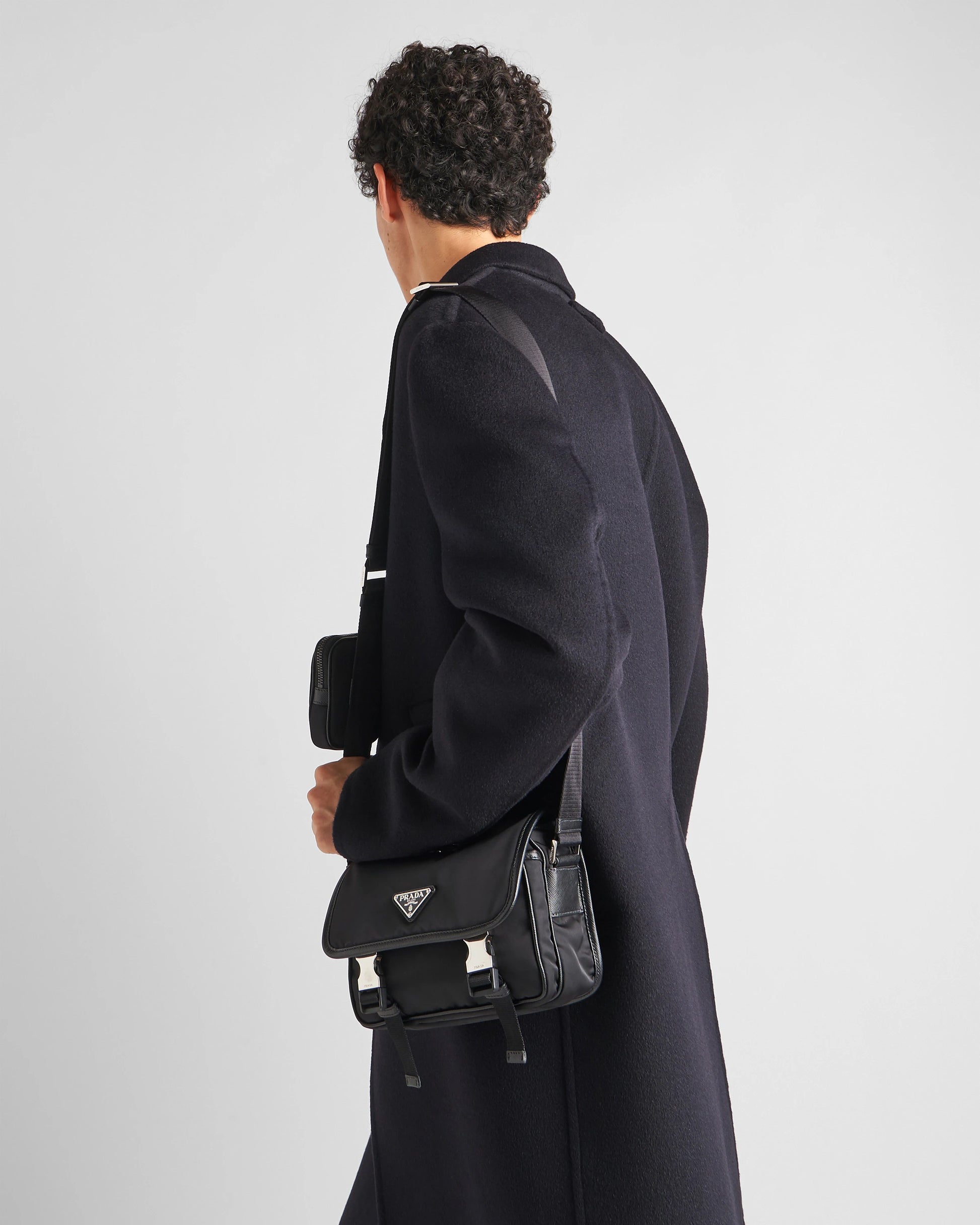 Re-Nylon and Saffiano leather shoulder bag