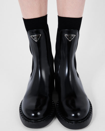 Chocolate brushed leather Chelsea boots