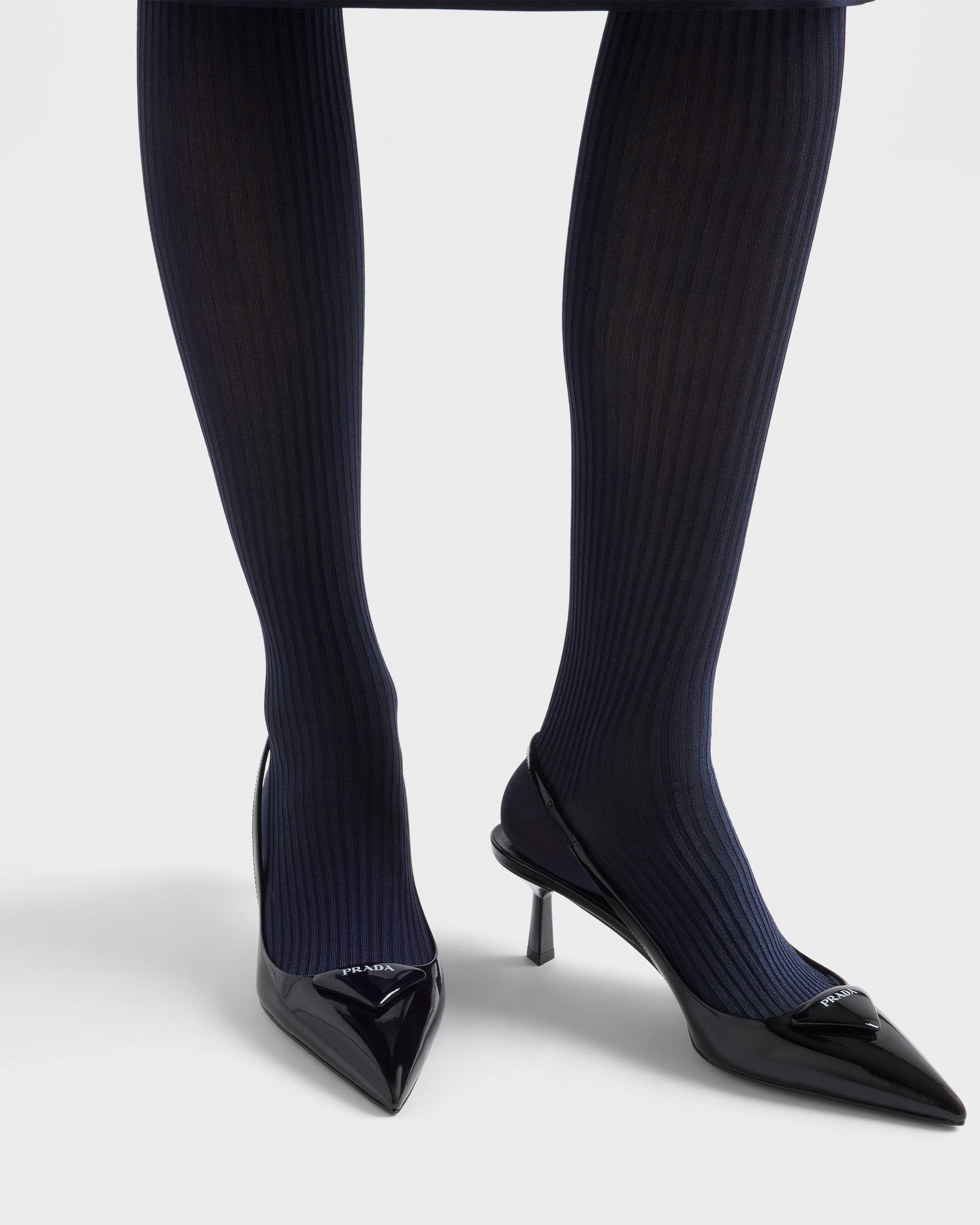 Patent leather slingback pumps