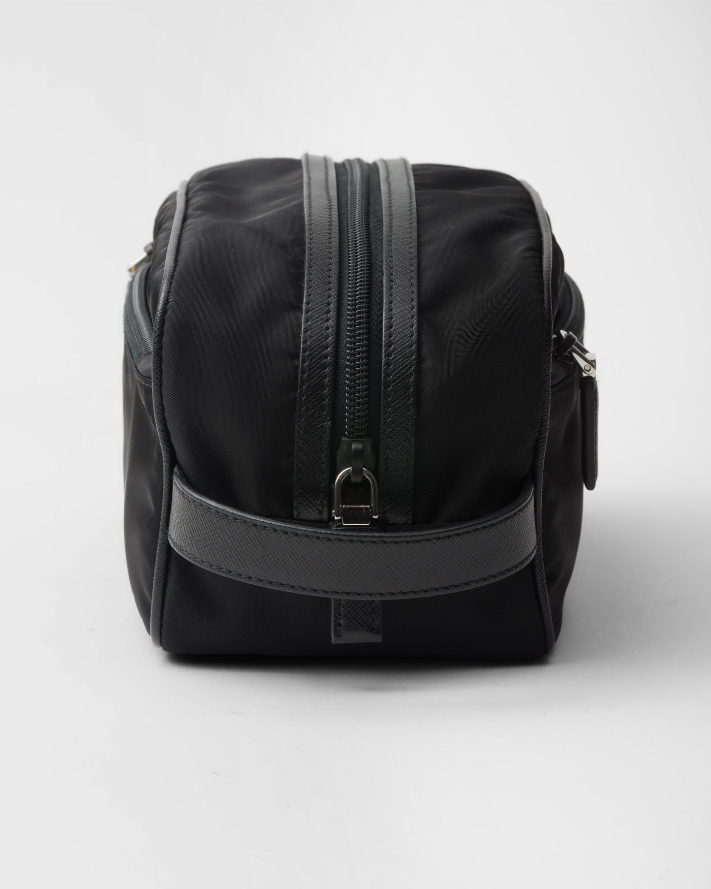 Re-Nylon and Saffiano leather travel pouch