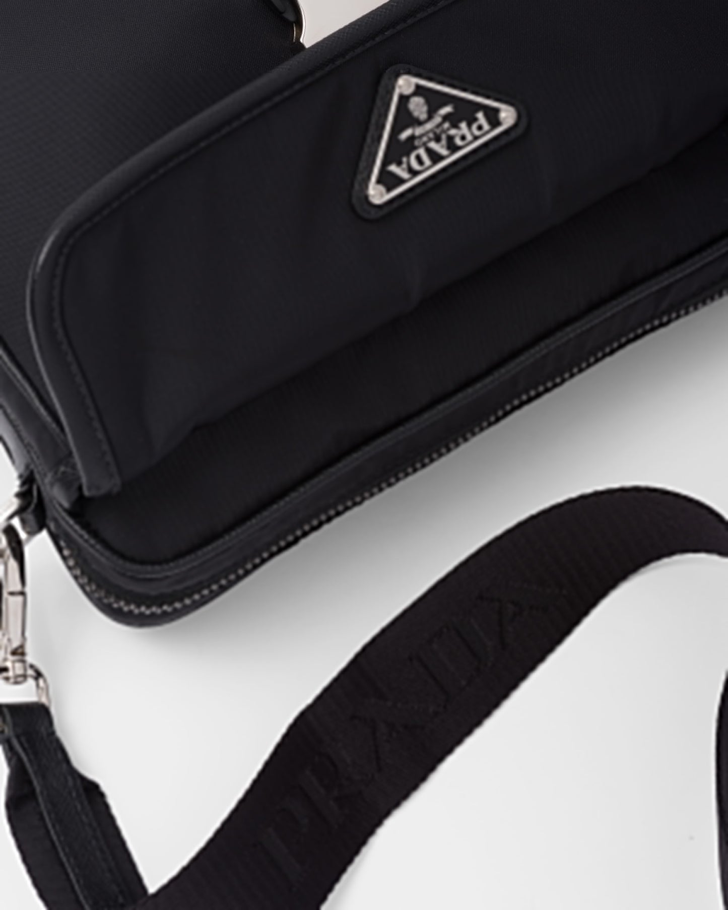 Re-Nylon and Saffiano leather shoulder bag