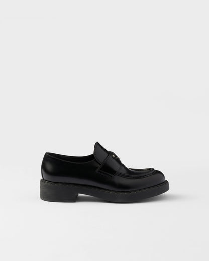 Chocolate brushed leather loafers