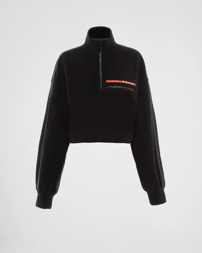 Cropped recycled technical fleece sweatshirt
