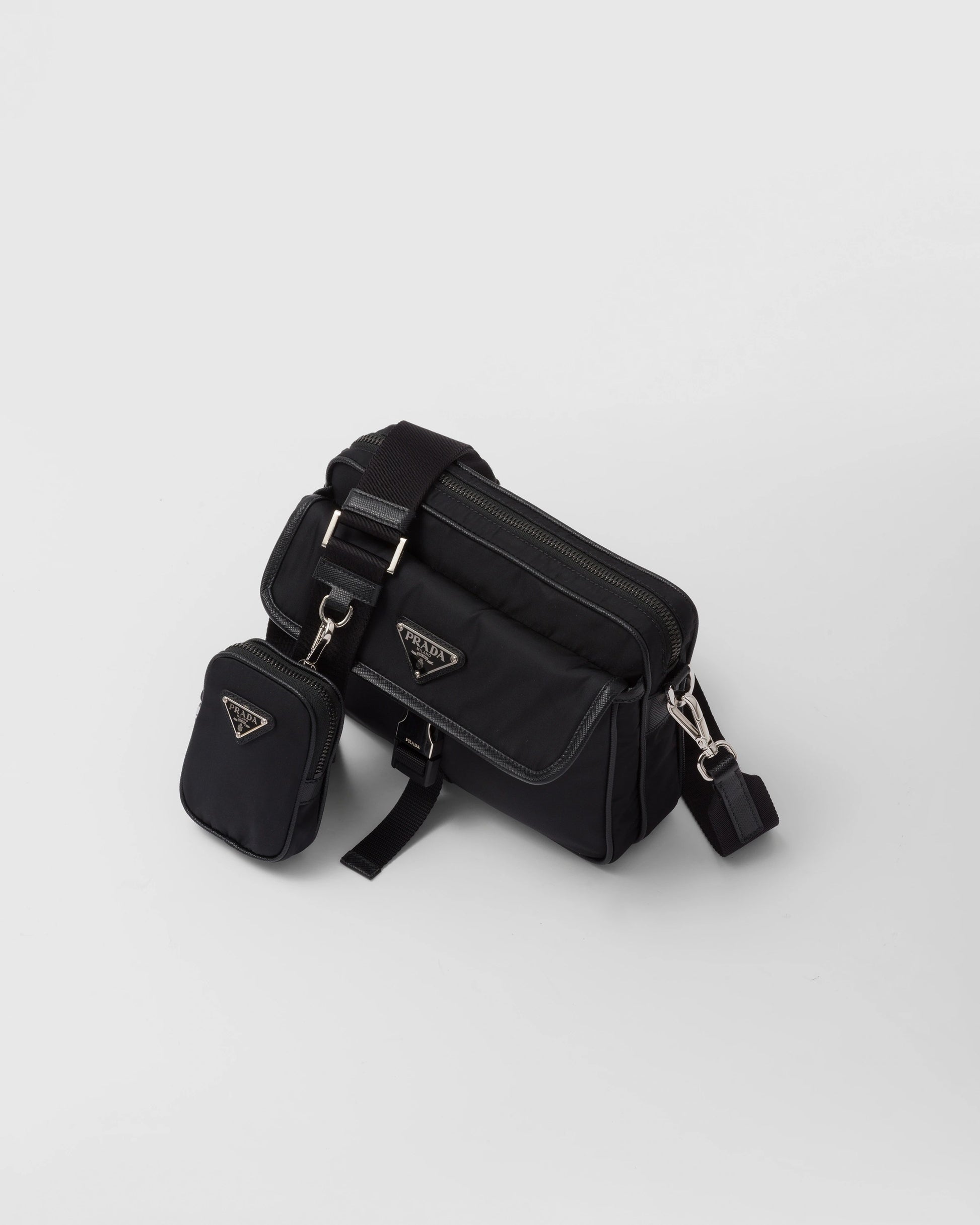 Re-Nylon and Saffiano leather shoulder bag