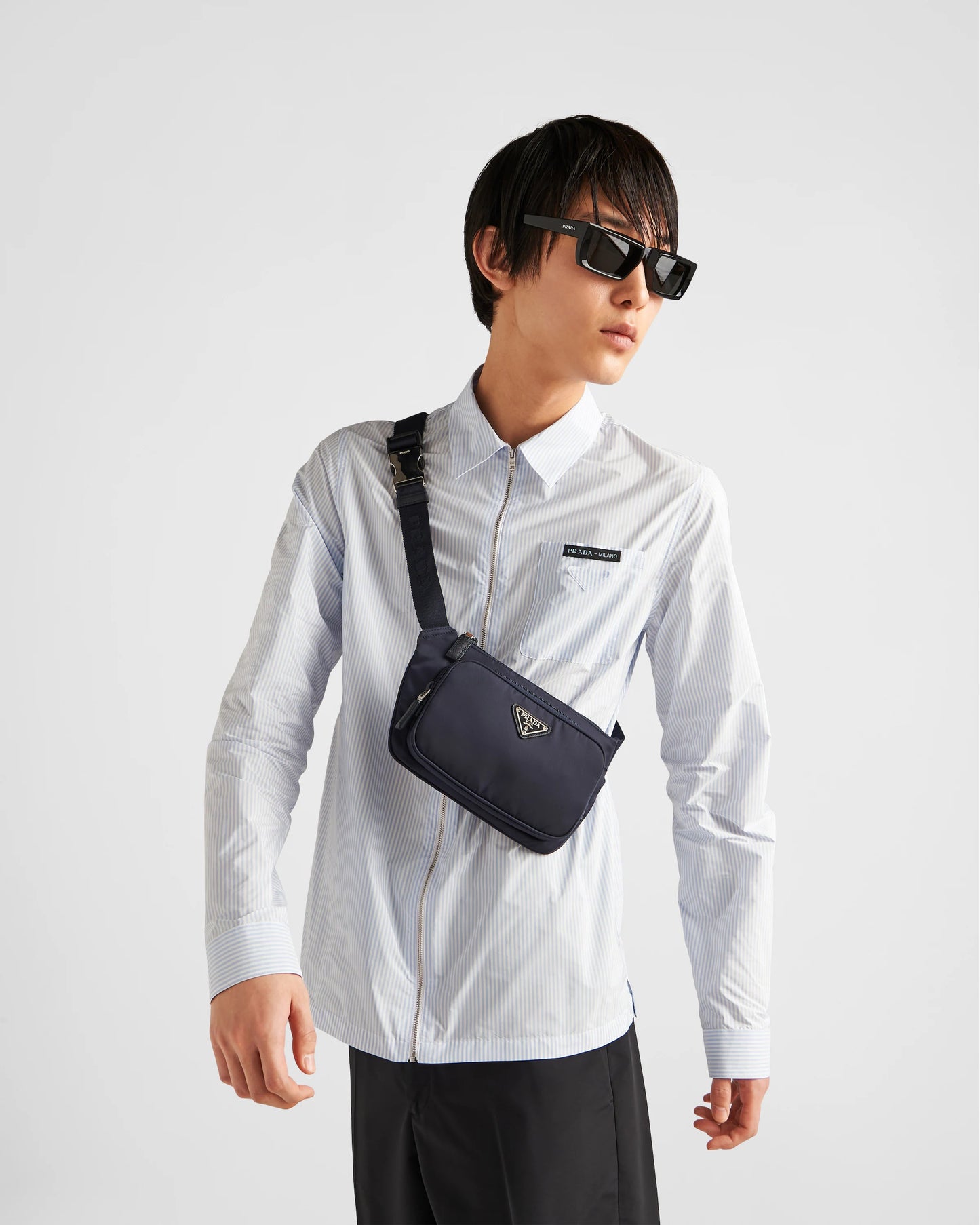 Re-Nylon and Saffiano leather shoulder bag