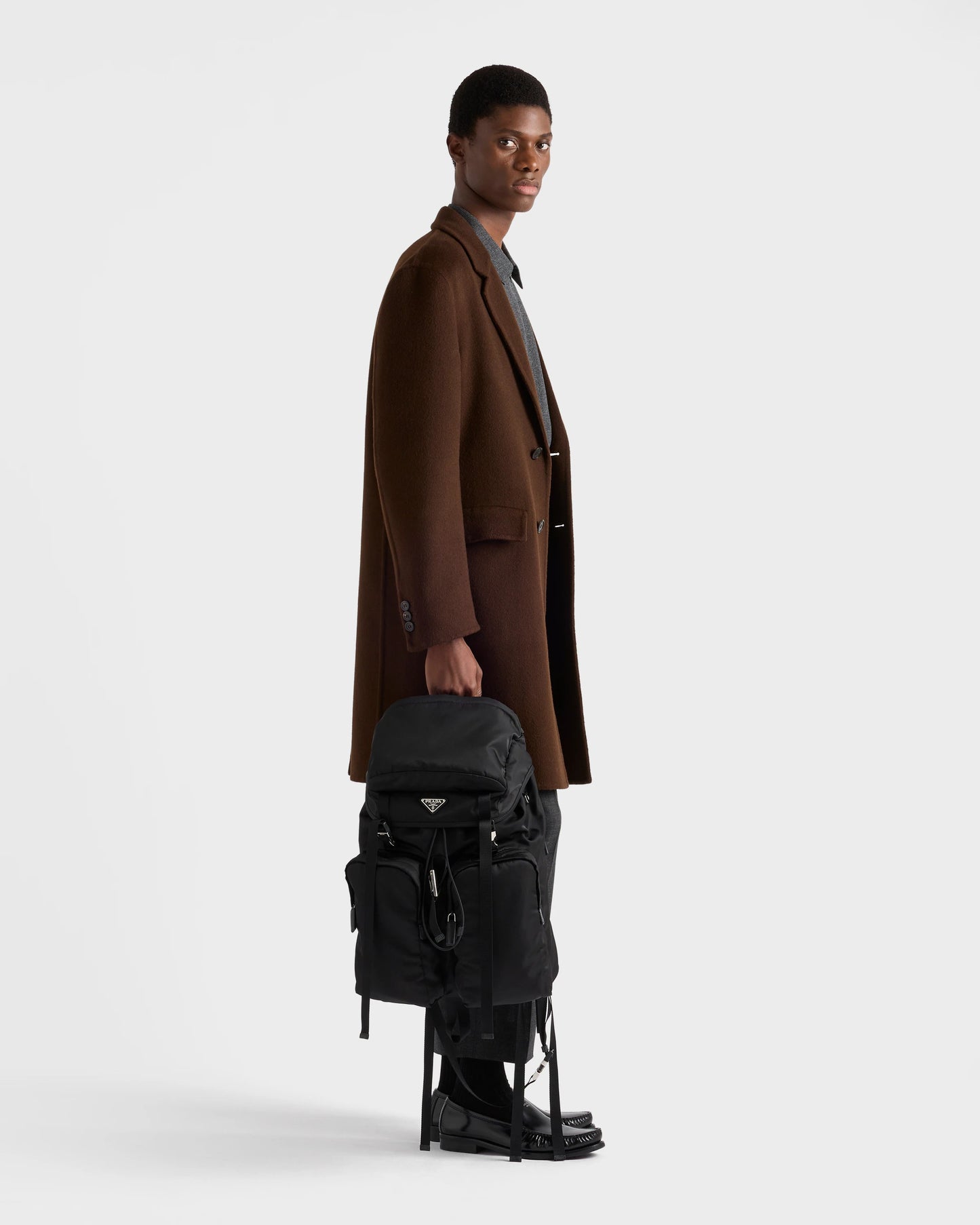 Re-Nylon and Saffiano leather backpack