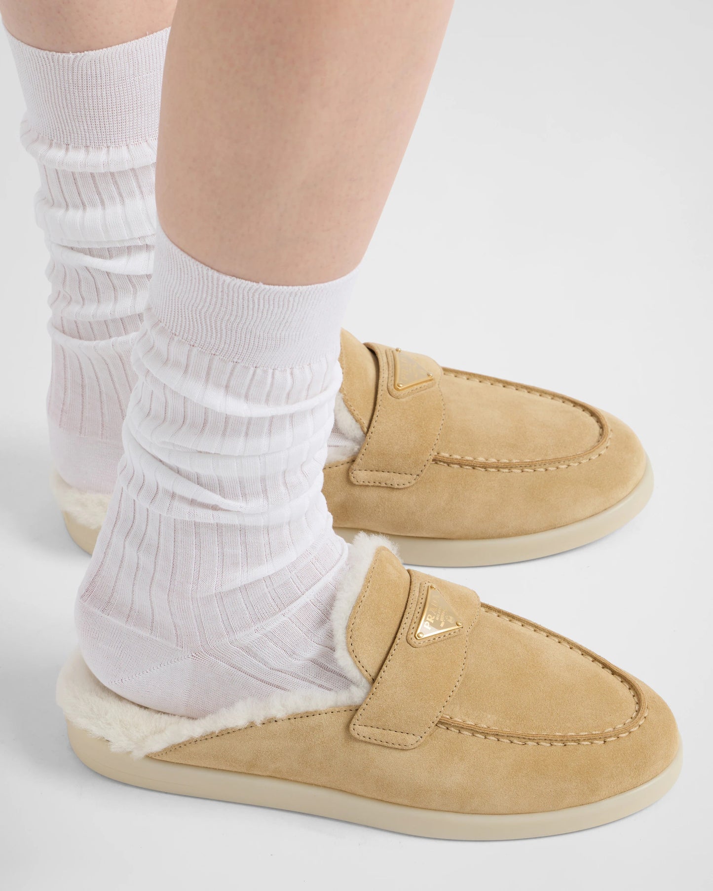 Suede and shearling slippers