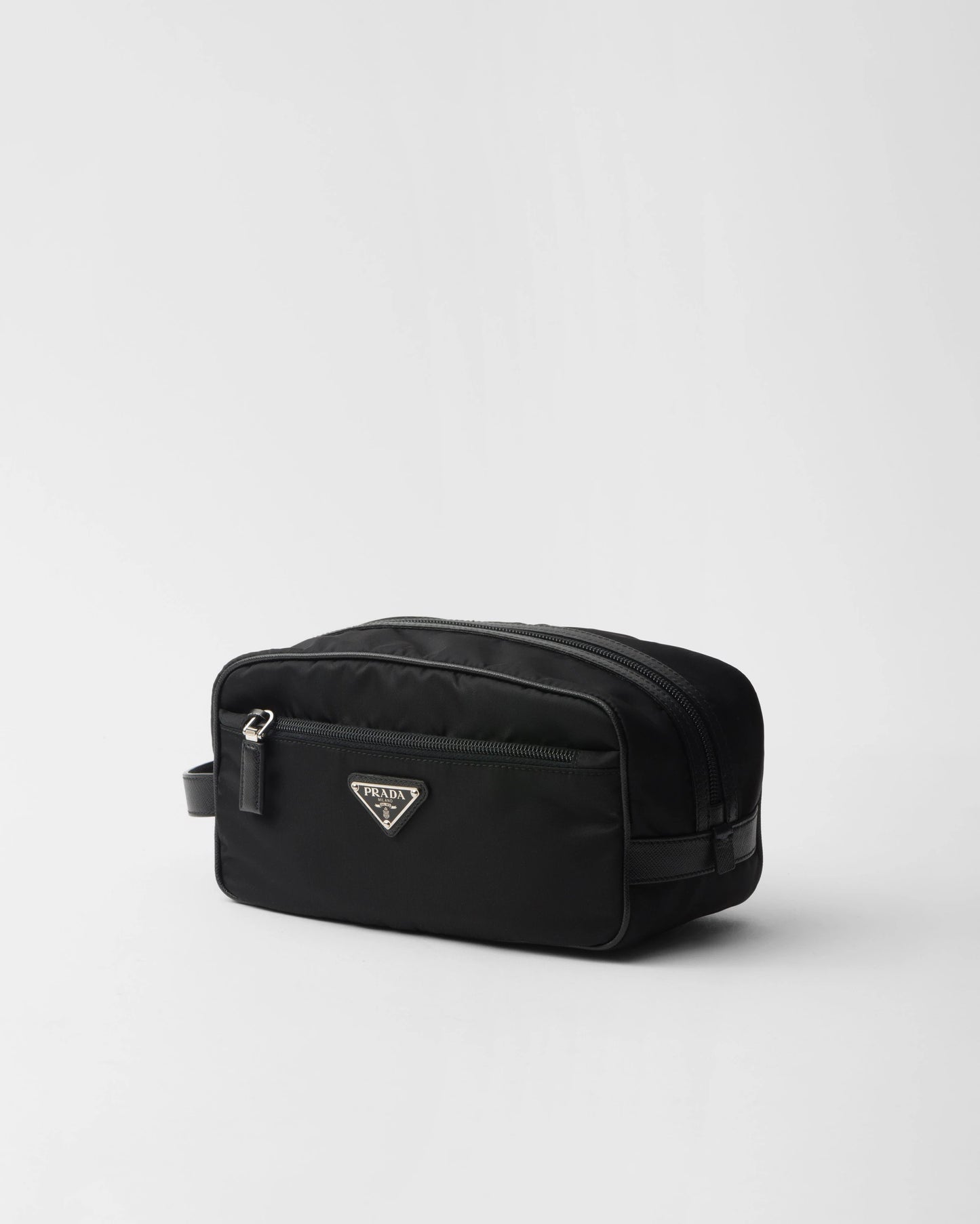 Re-Nylon and Saffiano leather travel pouch