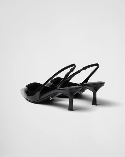 Patent leather slingback pumps