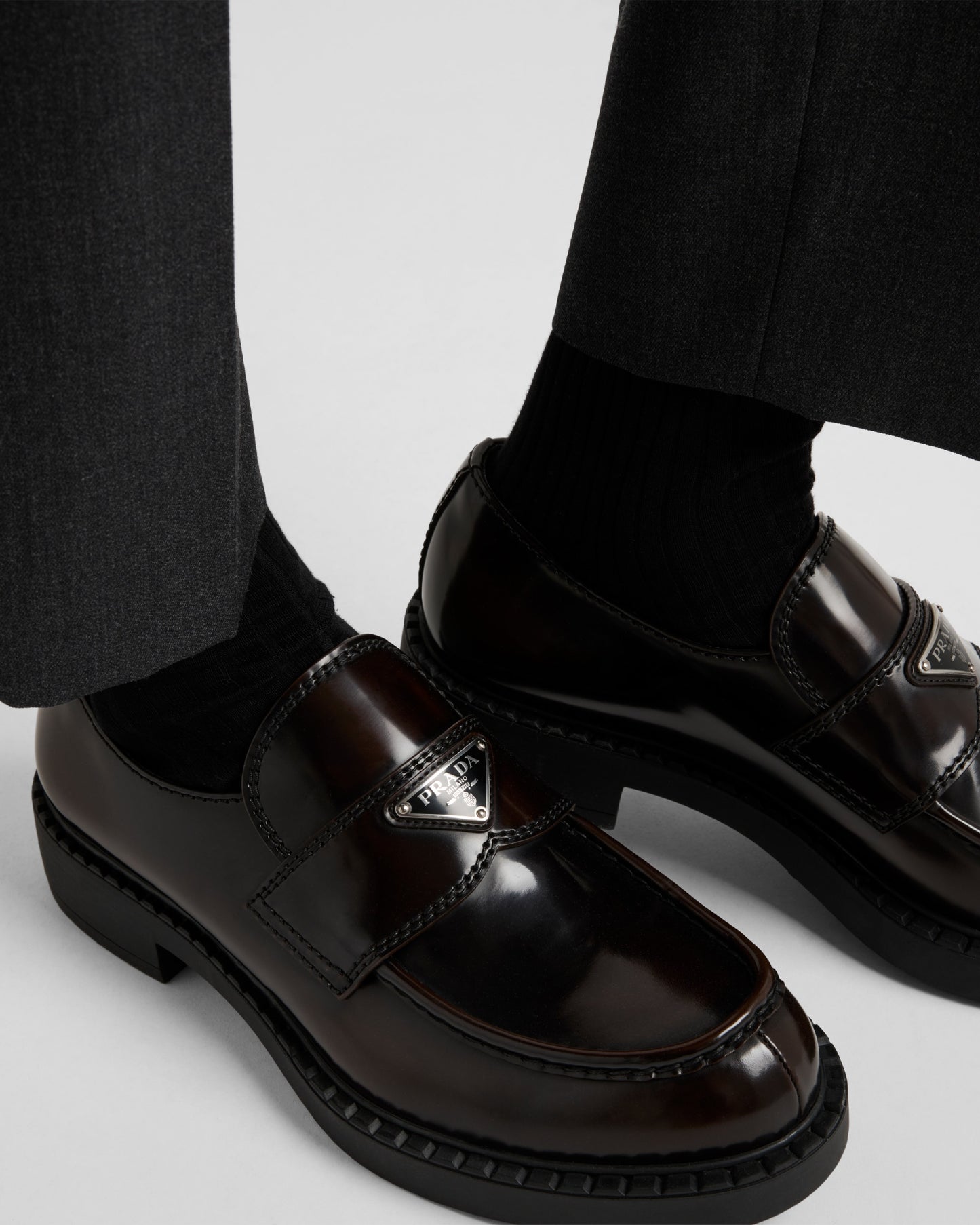 Chocolate brushed leather loafers