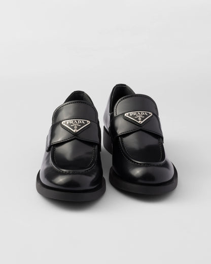 Brushed leather loafers