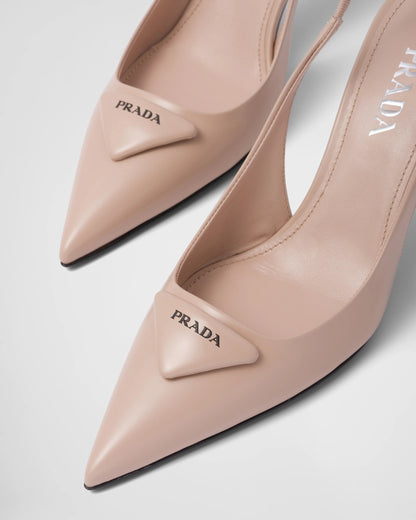 Brushed leather slingback pumps