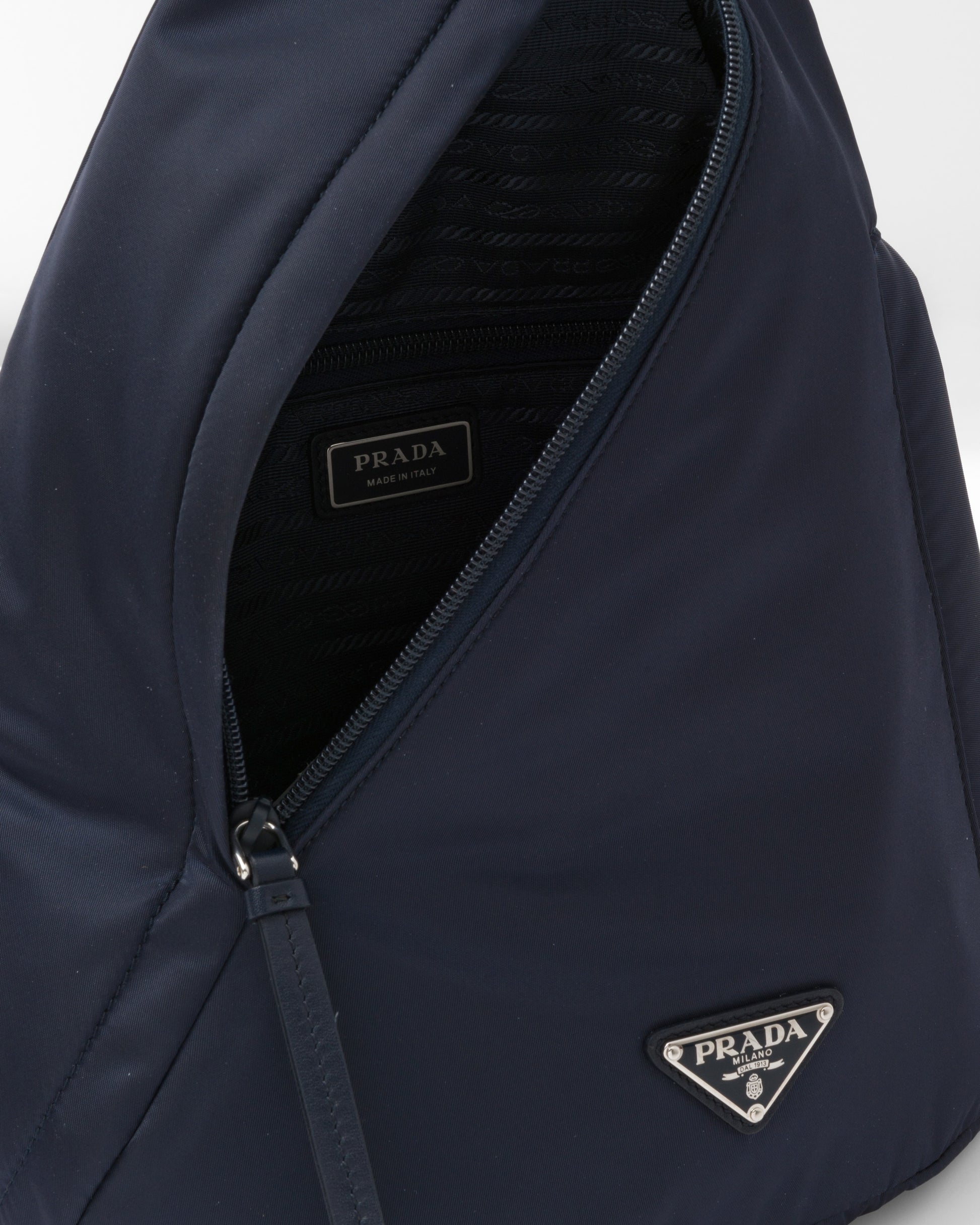 Re-Nylon and leather backpack