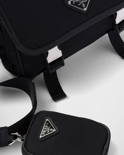 Re-Nylon and Saffiano leather shoulder bag