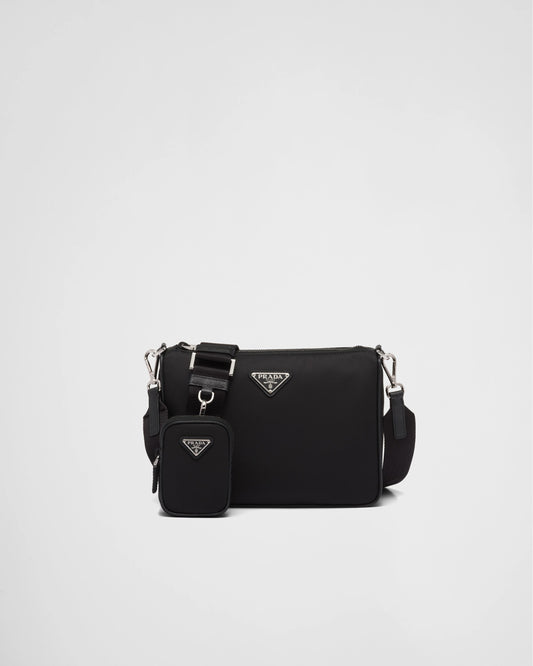 Re-Nylon and Saffiano leather shoulder bag