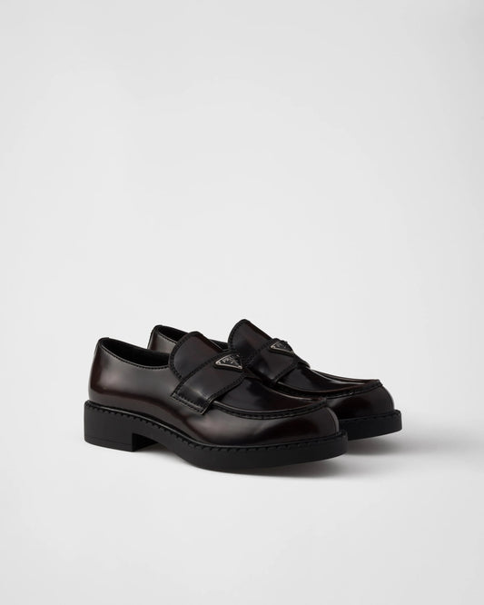 Chocolate brushed leather loafers