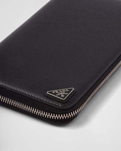 Saffiano leather zip around wallet