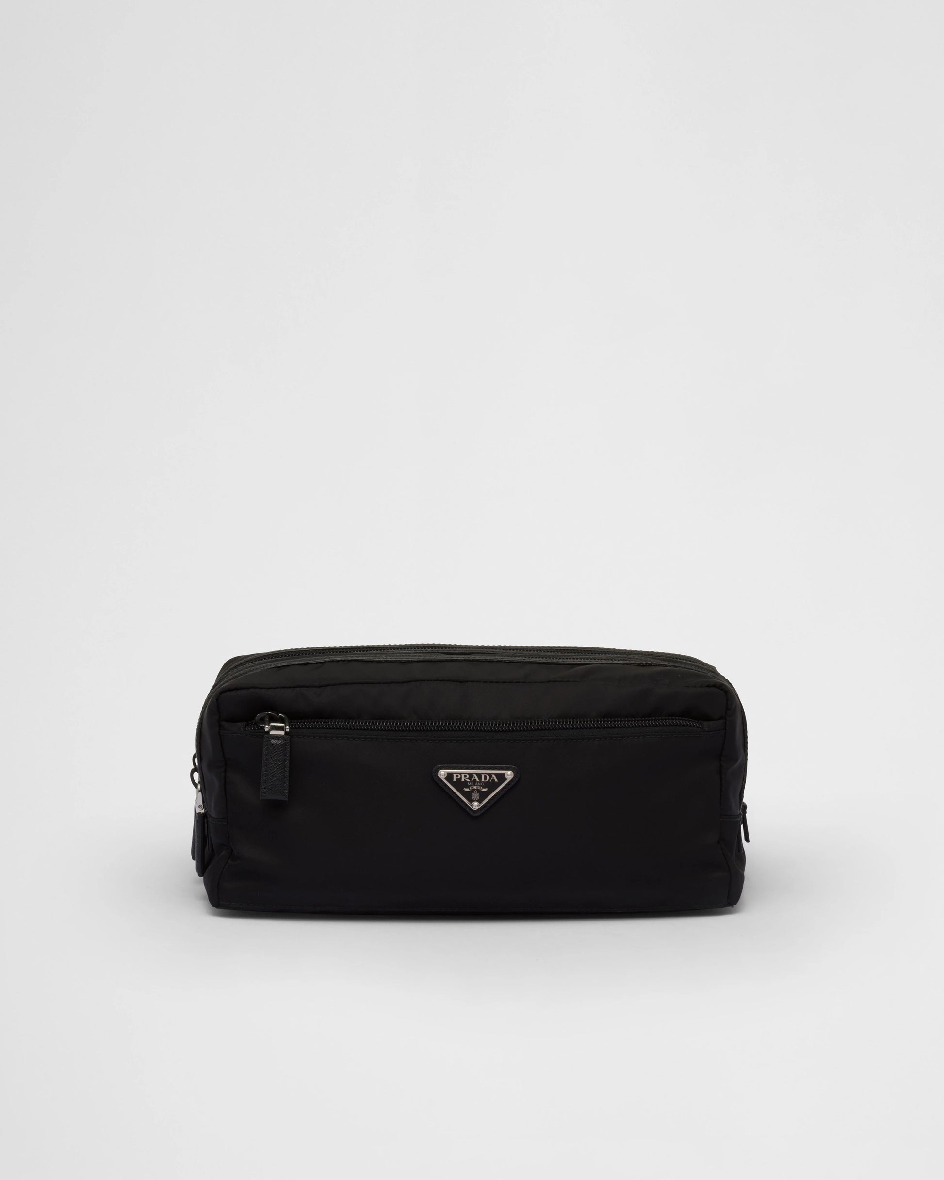 Re-Nylon and Saffiano leather travel pouch