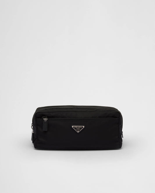 Re-Nylon and Saffiano leather travel pouch