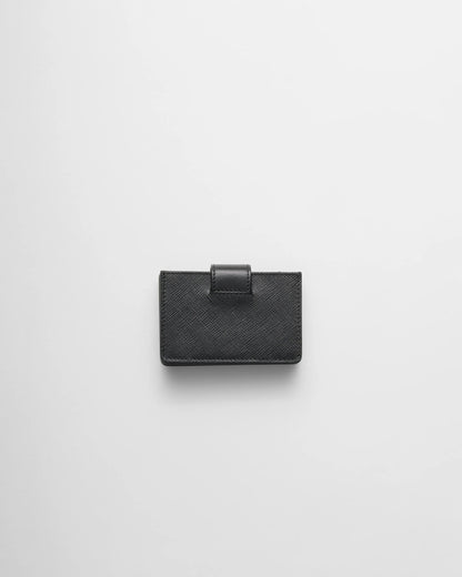 Saffiano and smooth leather card holder