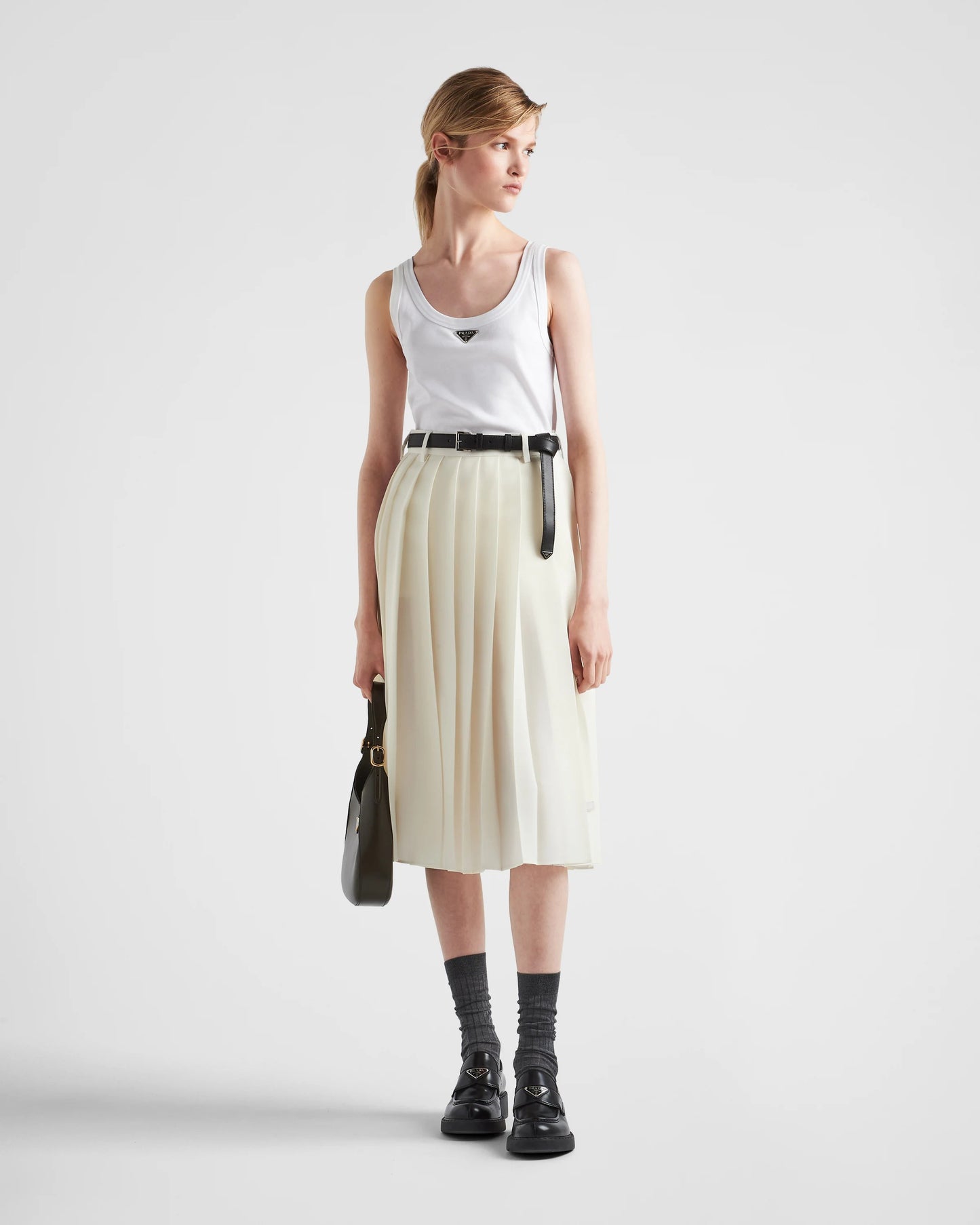 Ribbed knit jersey tank top