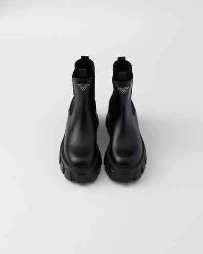 Monolith brushed leather booties