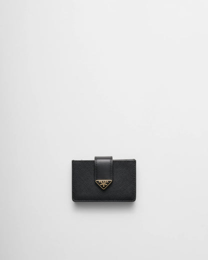 Saffiano and smooth leather card holder