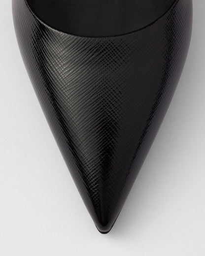 Patent Saffiano leather pumps