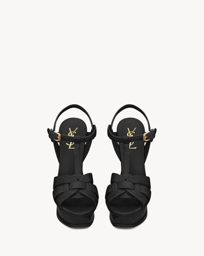 TRIBUTE platform sandals in smooth leather
