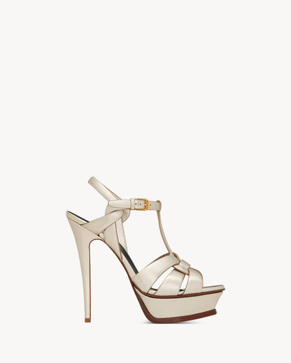 TRIBUTE platform sandals in metallic leather