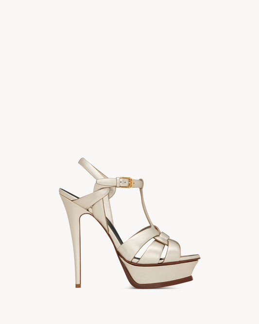 TRIBUTE platform sandals in metallic leather