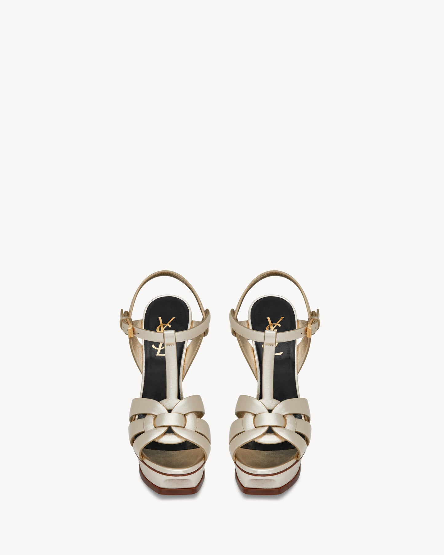 TRIBUTE platform sandals in metallic leather