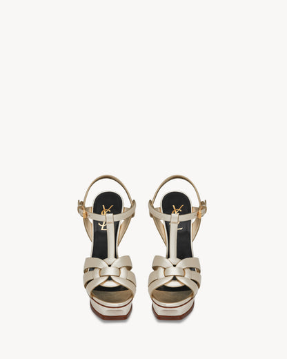TRIBUTE platform sandals in metallic leather