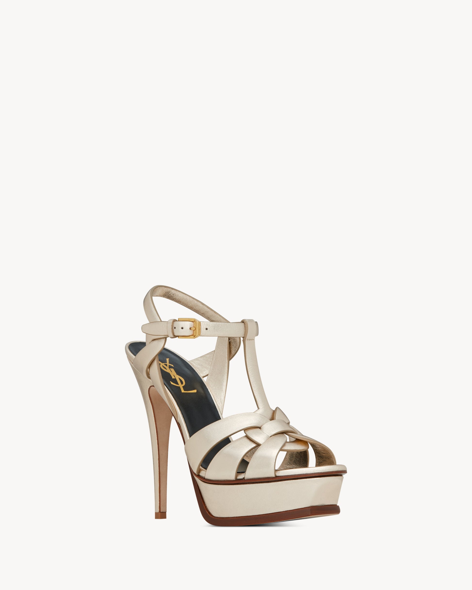 TRIBUTE platform sandals in metallic leather