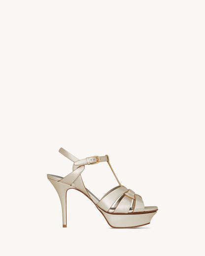 TRIBUTE platform sandals in metallic leather