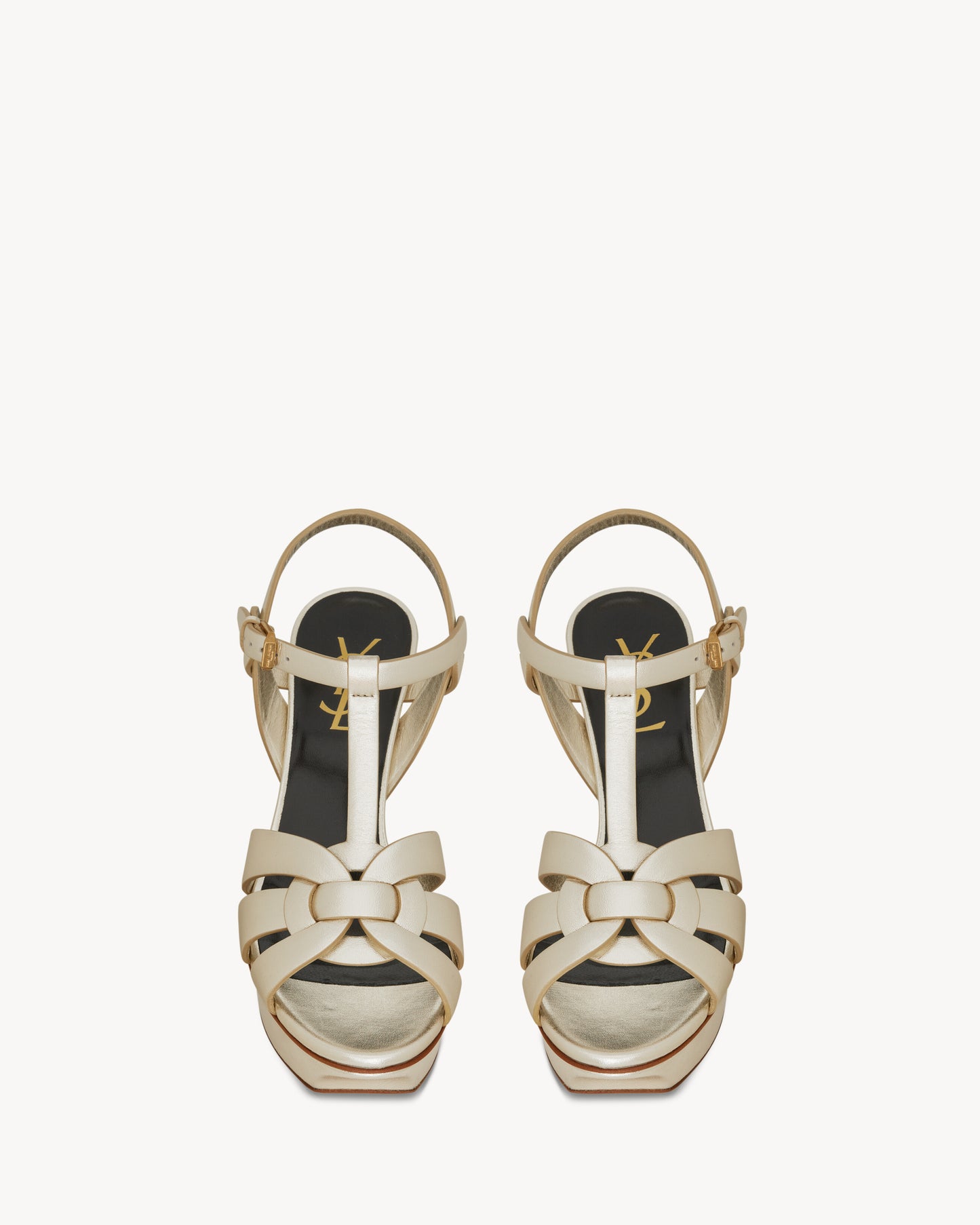 TRIBUTE platform sandals in metallic leather