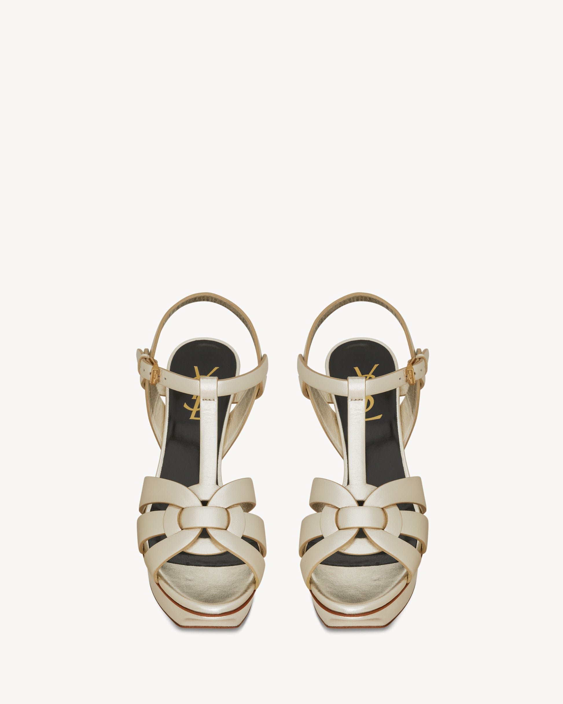 TRIBUTE platform sandals in metallic leather