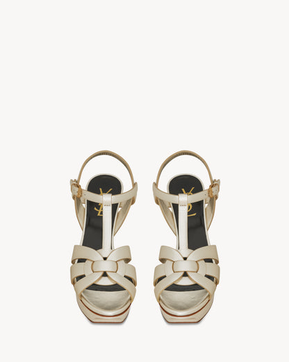 TRIBUTE platform sandals in metallic leather