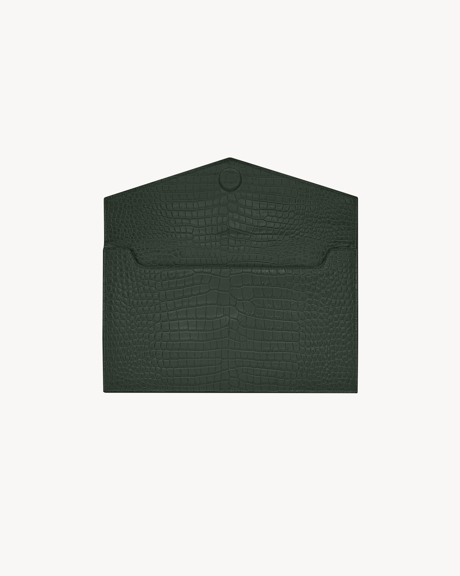 UPTOWN POUCH IN CROCODILE-EMBOSSED SHINY LEATHER