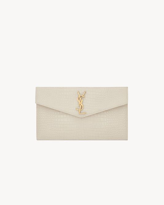 UPTOWN POUCH IN CROCODILE-EMBOSSED SHINY LEATHER