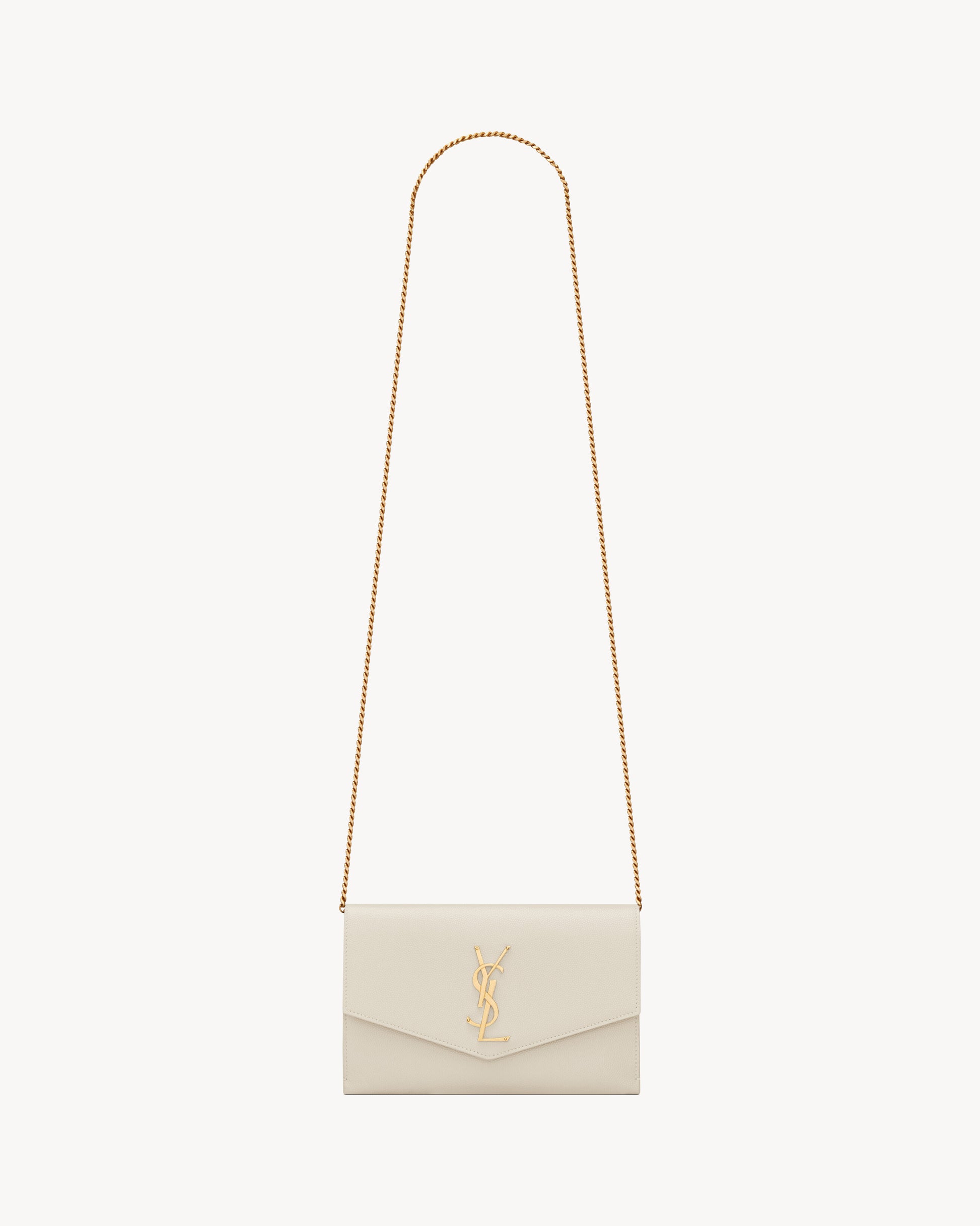 UPTOWN CHAIN WALLET IN GRAIN DE POUDRE EMBOSSED LEATHER