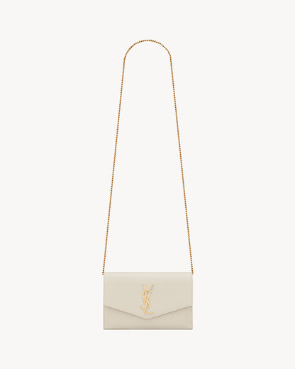 UPTOWN CHAIN WALLET IN GRAIN DE POUDRE EMBOSSED LEATHER